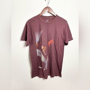 DMX maroon burgundy short sleeve graphic t shirt band tee size M
